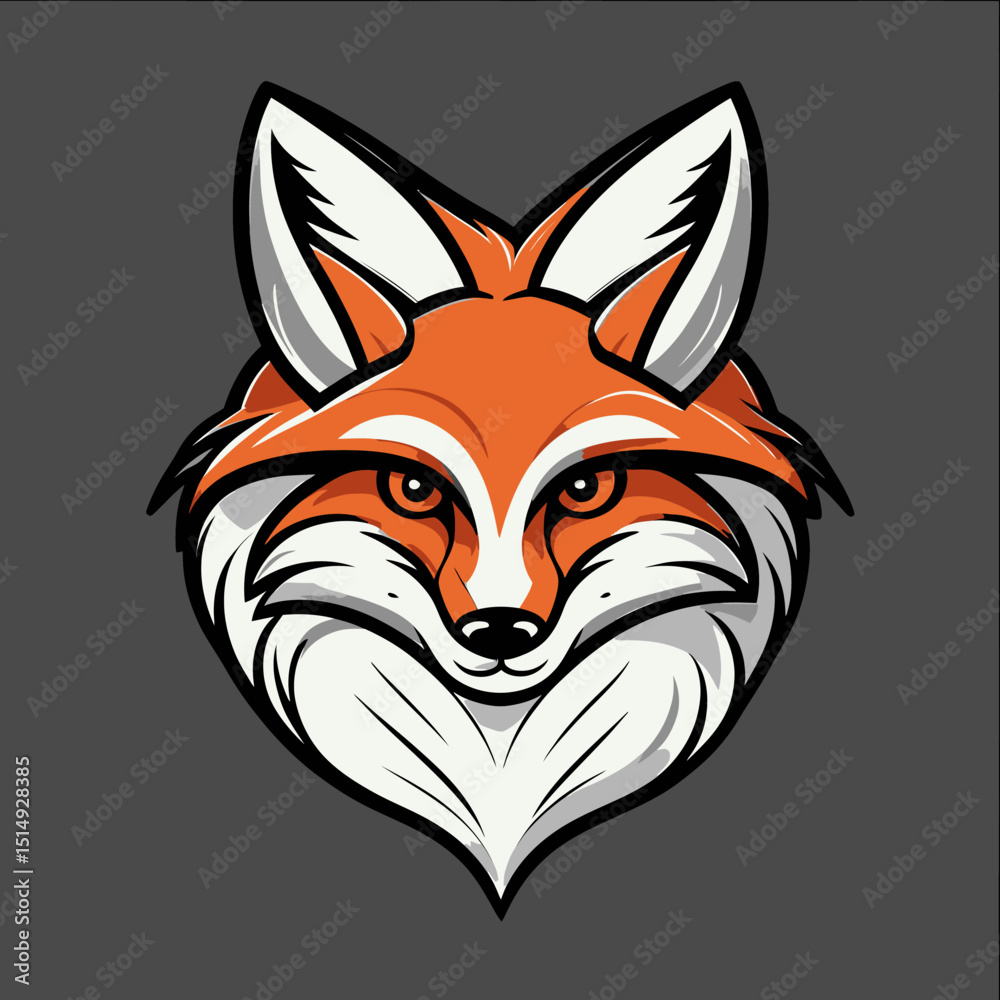 Obraz premium A Stylized Fox Head With Orange And White Fur Is Set Against A Dark Gray Evoking Charm