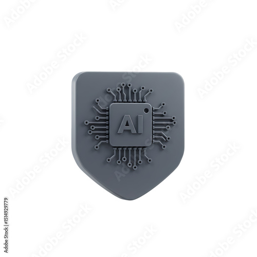 AI Security: A 3D Render of an AI Chip Protected by a Shield
