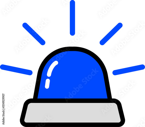 Minimal Siren Blue Icon With Black Line