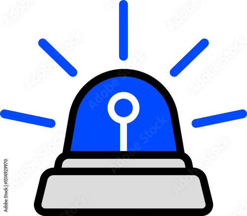 Caution Blue Siren Icon With Black Line