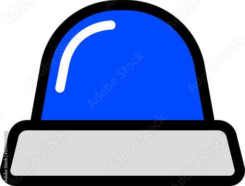 Black Line Blue Siren Icon For Safety