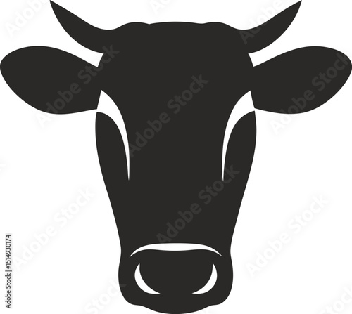 Black Cow Silhouette  Animal Head Graphic Element