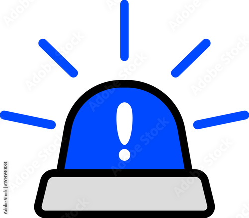 Black Line Siren Icon Blue Color