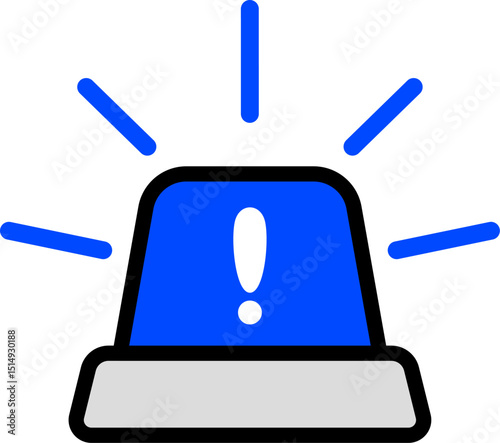Blue Siren Warning Icon With Black Line
