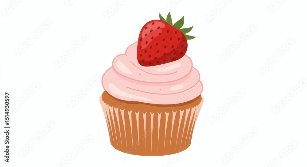 cupcake with strawberry illustration