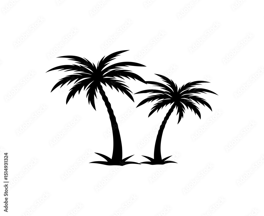 silhouette of palm trees silhouette of palm trees
