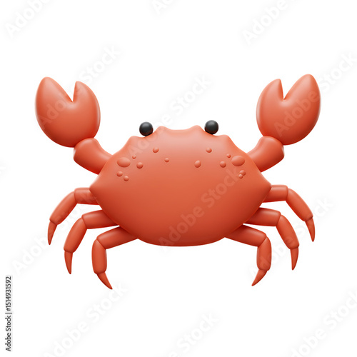 Red Crab: 3D Rendered Crustacean Illustration