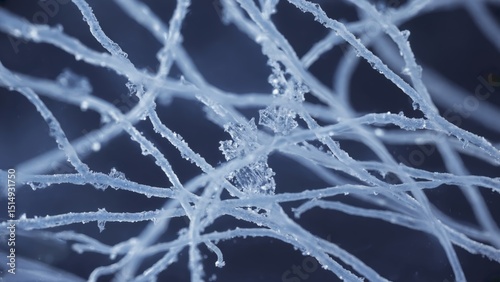 Explore the intricate beauty of fungal mycelium captured under a microscope. This macro image reveals delicate structures showcasing nature's hidden wonders.