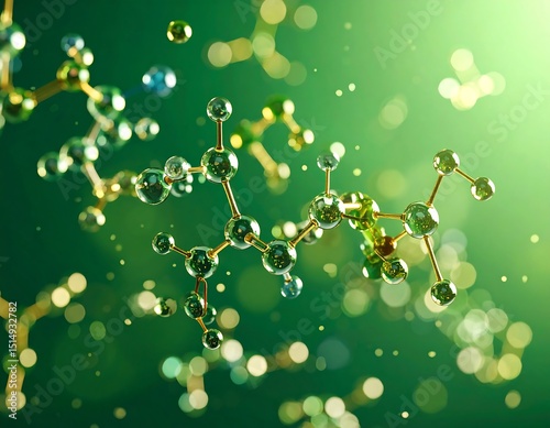 Abstract molecular structure on a green background