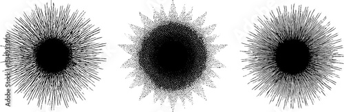 Intricate engraved spiked star shape illustrations for design and decoration