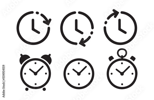 Time and clock icons set, stopwatch, timer, time management concept,  vector illustration eps 10