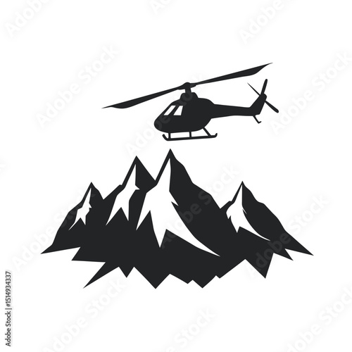 Rescue Helicopter Hovering Over Mountain Top