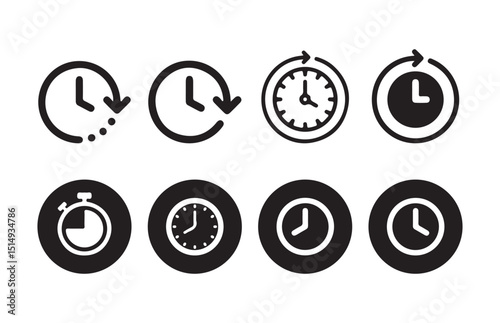 Set of clock icons. Clock, time.. Hours dial. Watch time. Business deadline. vector illustration