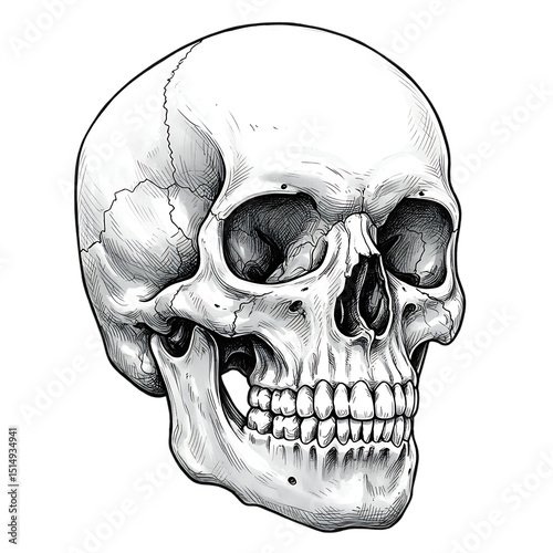 Detailed Human Skull Illustration: Anatomy Reference for Artists & Educators