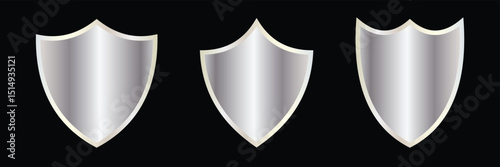 Silver metallic shield symbol of protection