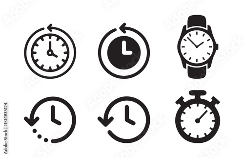 Set of clock icons. Clock, time.. Hours dial. Watch time. Business deadline. vector illustration