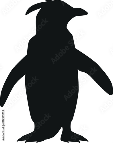 Penguin arctic animal black-and-white vector illustration