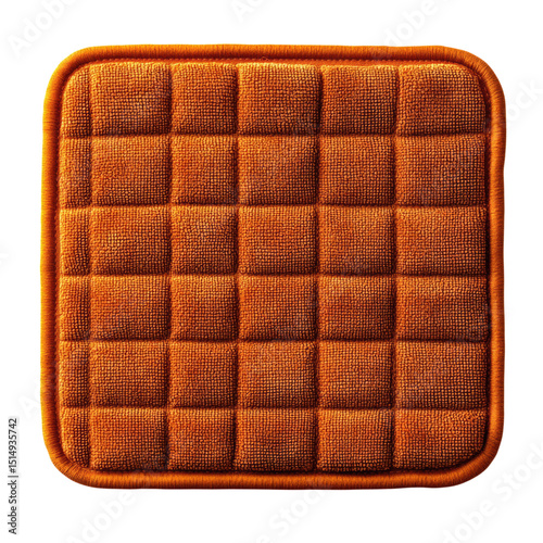 This orange quilted pot holder offers a textured, padded surface for handling hot cookware safely