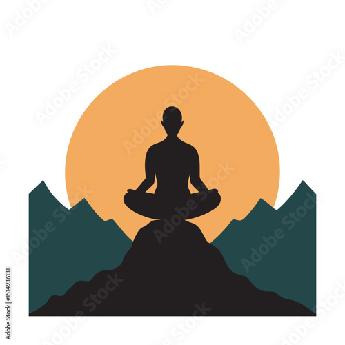 Peaceful Meditation On Mountain Top View