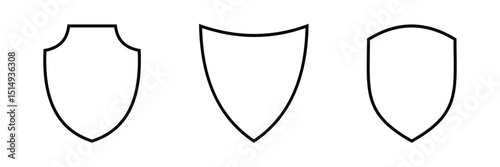 Set of shield outlines for protection and security