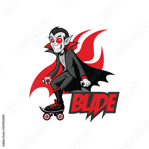 Vampire Skateboarding Blade Design, Halloween Illustration
