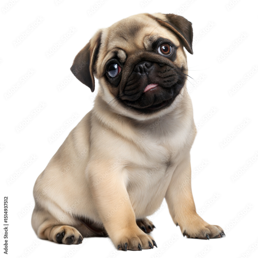 Adorable Pug Portrait: A charming pug sits in a studio setting, its expressive eyes and endearing features capturing the heart of the viewer, exuding an aura of warmth and affection. Adorable Pug Portrait: A charming pug sits in a studio setting, its expressive eyes and endearing features capturing the heart of the viewer, exuding an aura of warmth and affection.