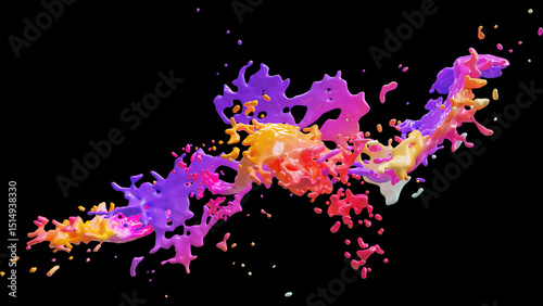 Dynamic multi-color liquid splash on black, ideal for vibrant and energetic designs.