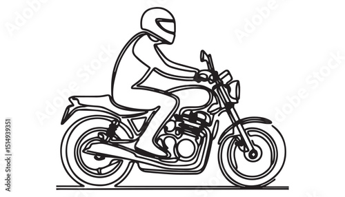 Continuous one single minimal line drawing motorcycle