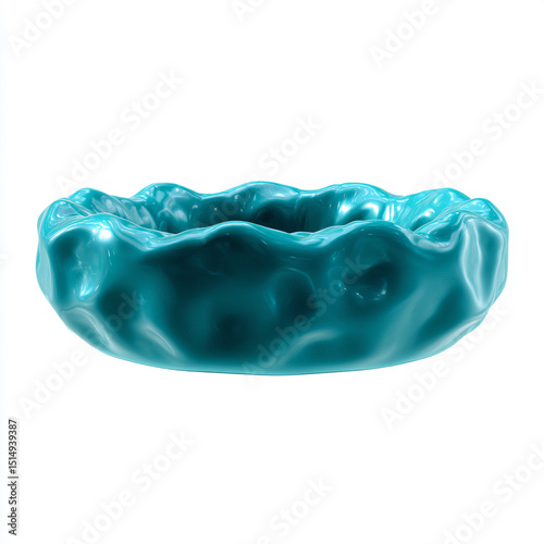 a blue bowl with a wavy design on it