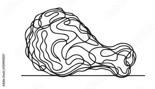 Continuous one single minimal line drawing chicken leg piece