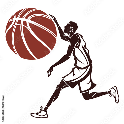 Dynamic basketball player silhouette action shot