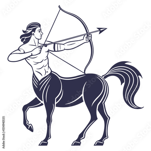 Stylized centaur archer drawing illustration