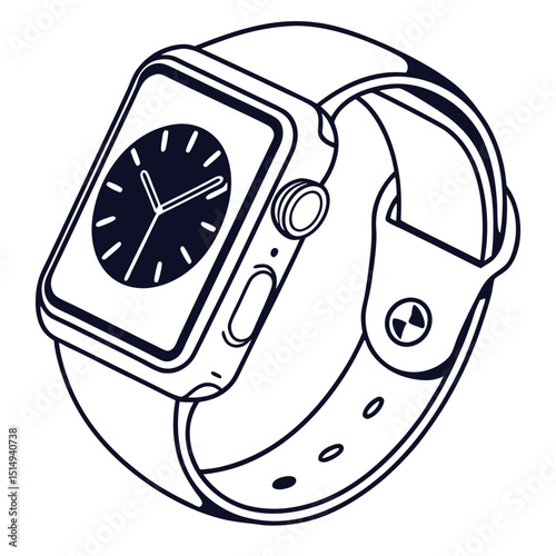 Modern smartwatch line art illustration