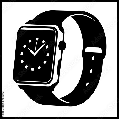 Black and white smartwatch icon illustration
