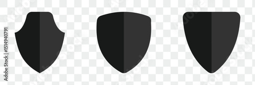 Shield icon set in vintage style. Protect shield security icon set. Shield badge quality symbol. Eps 10.