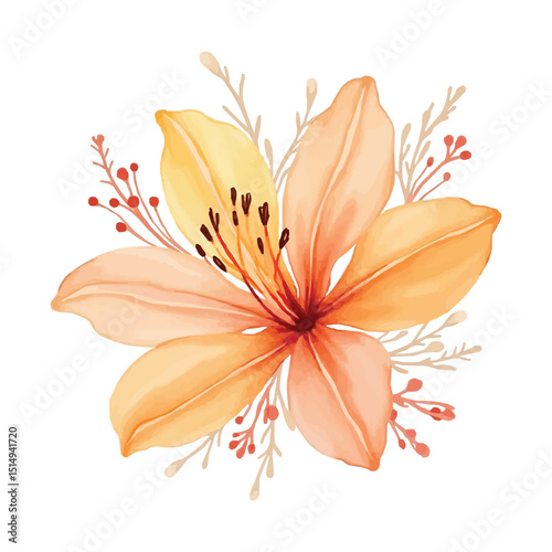 Fototapeta Naklejka Na Ścianę i Meble -  vector illustration of a lily watercolour