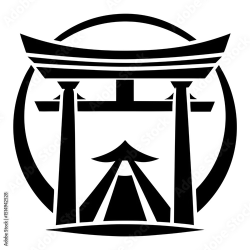 Stylized torii gate japanese temple icon graphic
