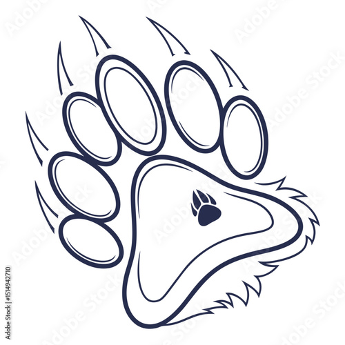 Stylized bear paw print with claws graphic design