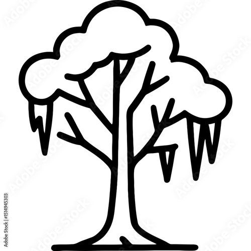 Minimalist icon of snow-laden tree branches