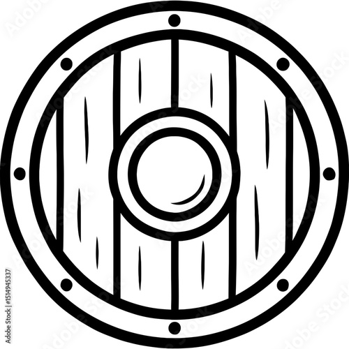 Viking-era shield vector with central boss