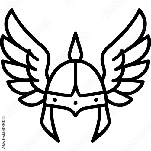 Bold Line Valkyrie Wings and Helmet Icon