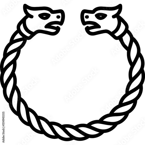 Viking bracelet icon with serpent head ends