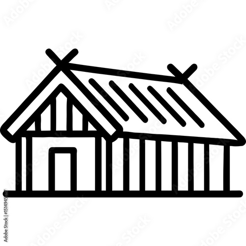 Viking longhouse outline vector icon