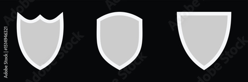 Shield icon set in vintage style. Protect shield security icon set. Shield badge quality symbol. Eps 10.