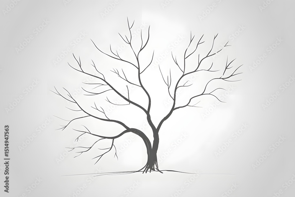 Obraz premium Bare tree silhouette minimalist illustration