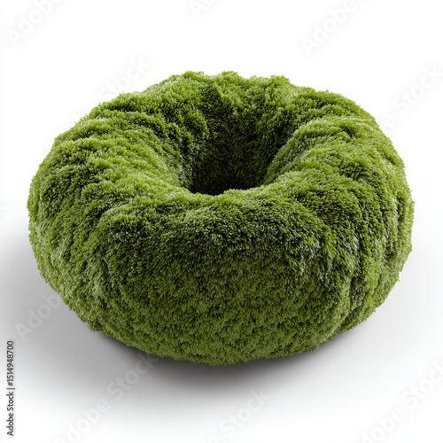 a donut covered in moss on a white surface