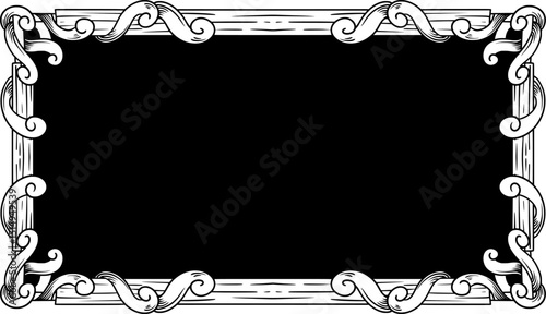luxury black and white elongated wooden frame