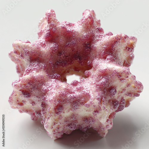 a pink doughnut with a bite taken out of it