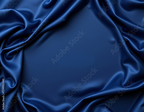 Luxurious blue satin fabric drapes elegantly, creating smooth and rich background that enhances any design. soft texture and deep color evoke sense of sophistication and style