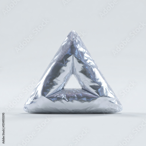 a triangle shaped object with a metallic foil covering